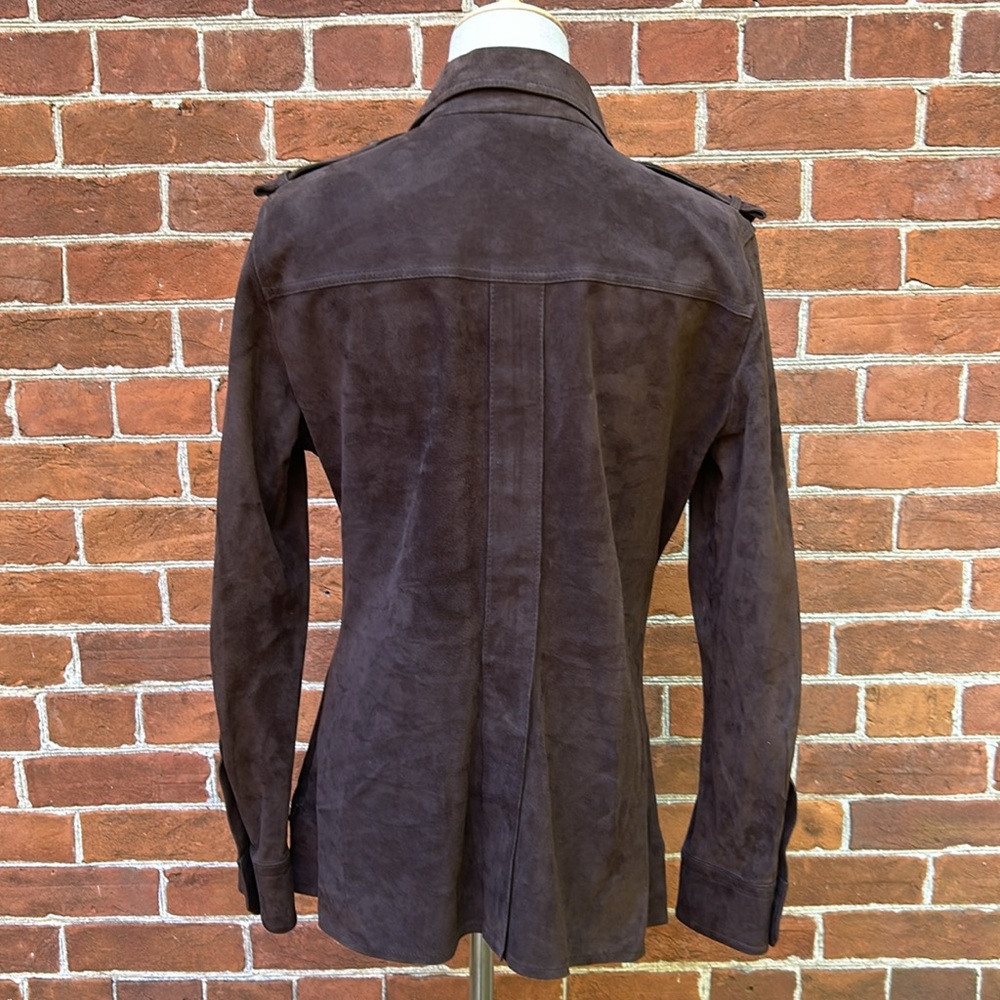 STRENESSE Dark Brown Suede Lace-Up Military Jacket - Picture 6 of 11